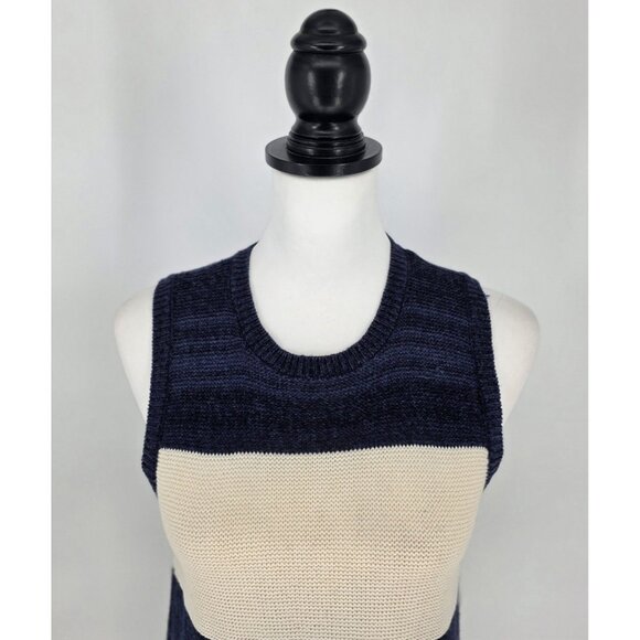 Ralph Lauren Cotton Linen Navy Striped Bodycon Sweater Dress Womens Sz Small - Picture 3 of 8